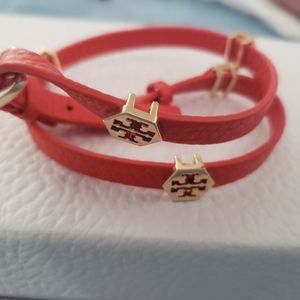 Tory Burch Miller Double Wrap Leather Bracelet, NWT
